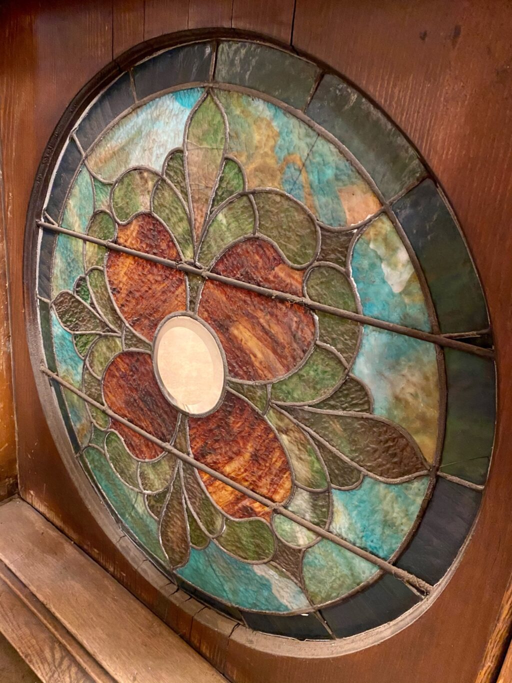 Round Stained Glass Window in frame » Bauer Bros Inc.