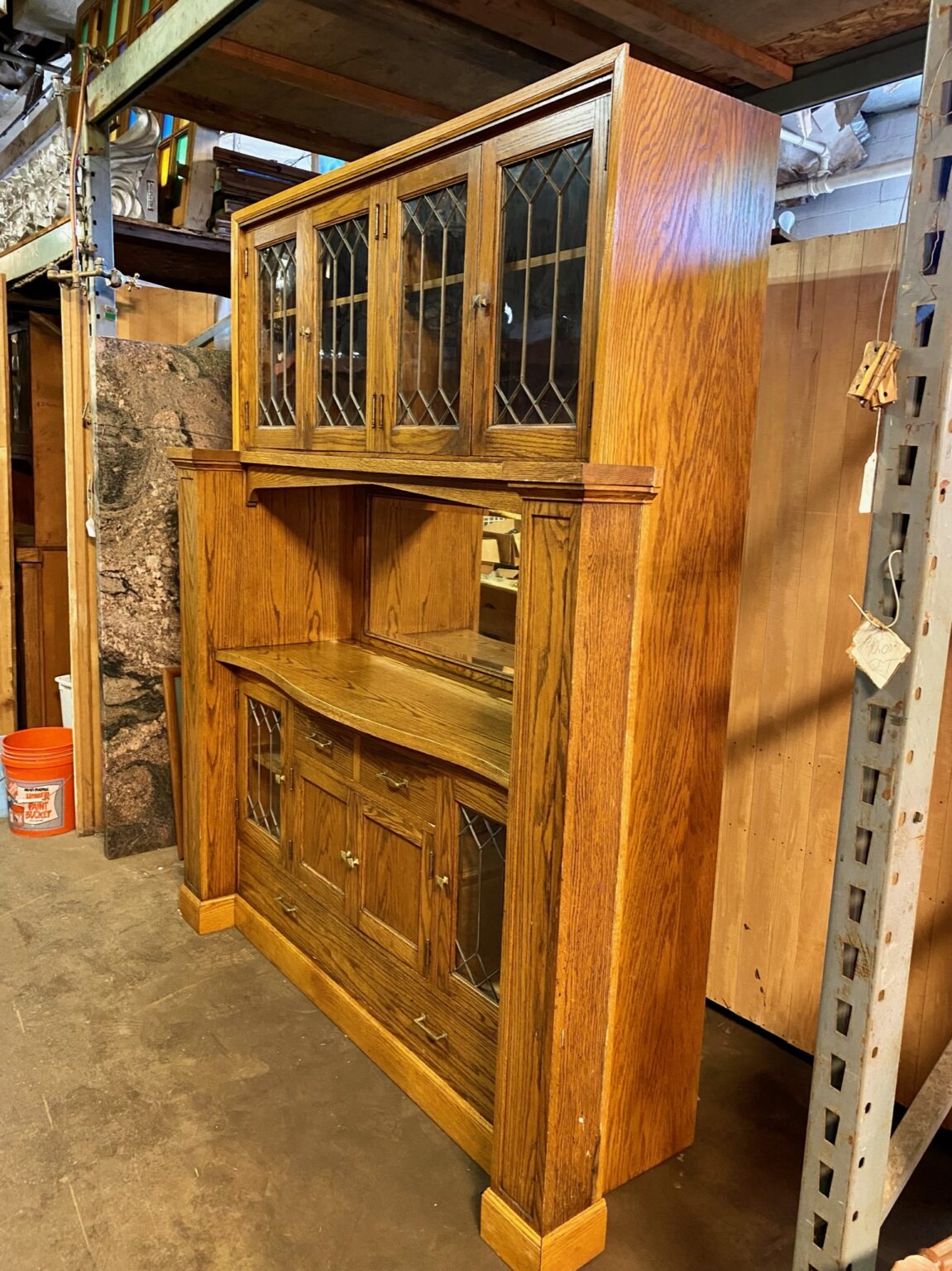 Oak Stand Alone Cabinet With Leaded Glass Bauer Bros Inc   46F64AD0 24F1 4078 B2CB C7F467D9864D 1151x1536 