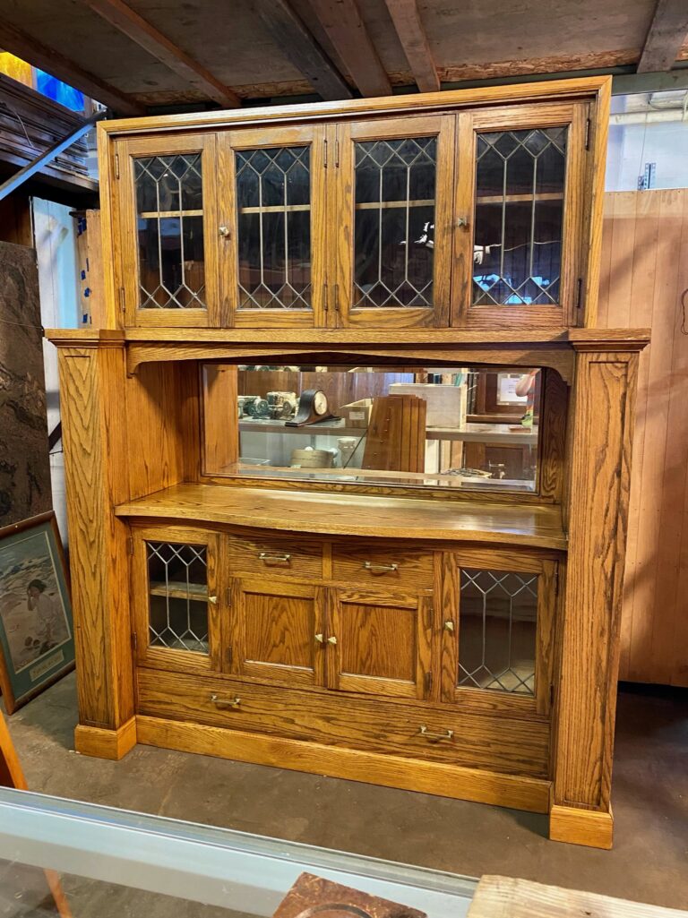 Oak Stand Alone with leaded glass » Bauer Bros Inc.